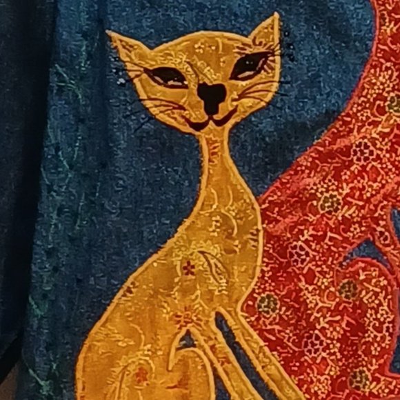 COPY - Tantrums,  womens cat embroidered denim large button up jacket. - Picture 6 of 11